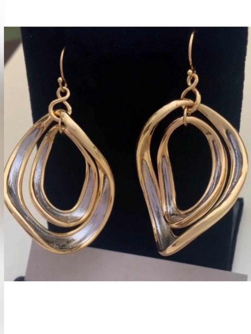 ALEXIS BITTAR • NEW Gold Gunmetal Orbiting Sculpted Twisted Mobile Hoop Earrings
